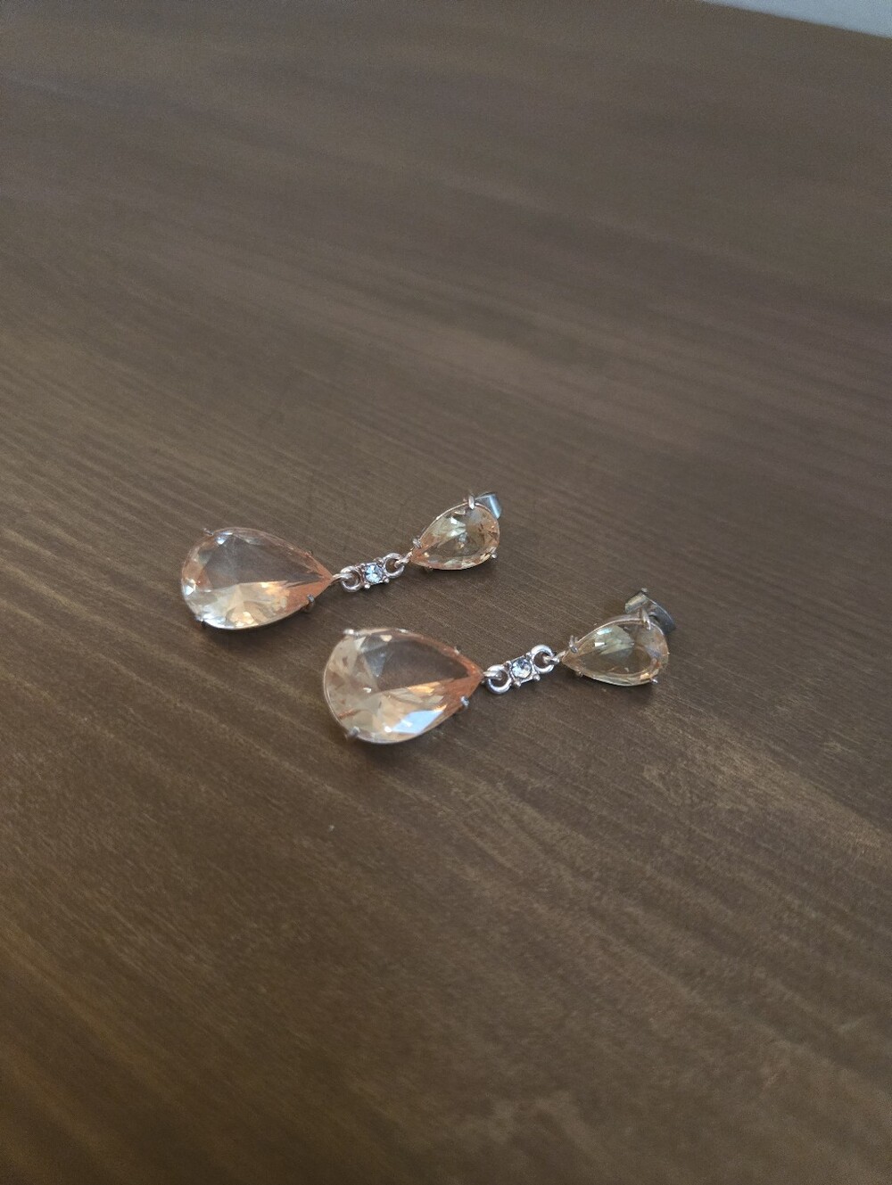 Elegant Champagne Teardrop Dangle Earrings - Women Jewelry